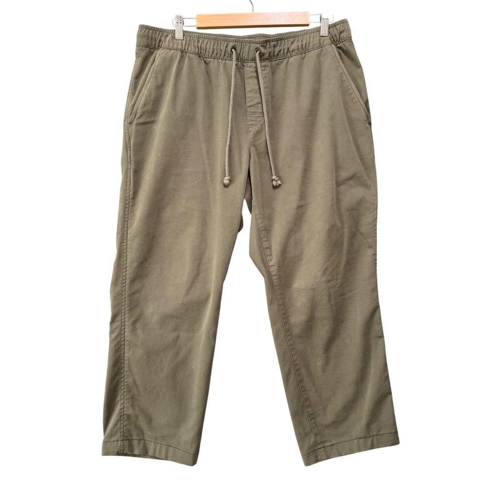 LL Bean Standard Fit Coolmax Stretch Drawstring Chino Pants Olive Green‎ 34W 25L